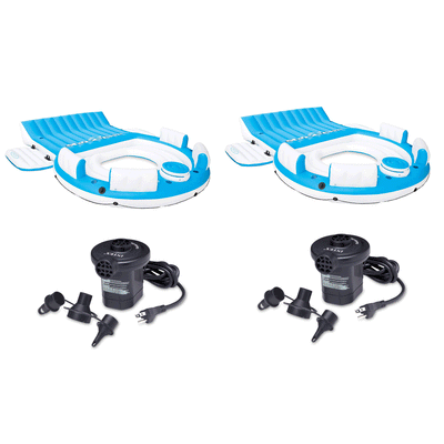 Intex Inflatable Raft With Cooler and (2 Pack) Intex Electric Air Pump (2 Pack)