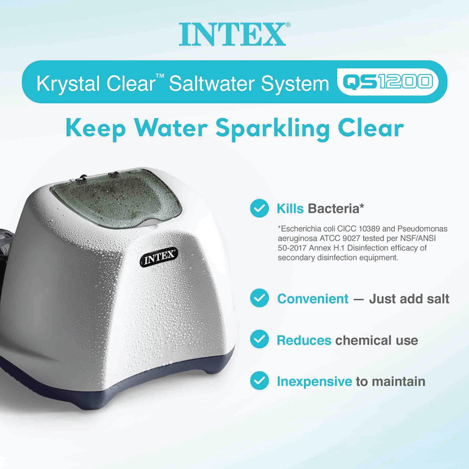 Intex 120V Krystal Clear Saltwater Pool System + Wall Mount Surface Skimmer - VMInnovations