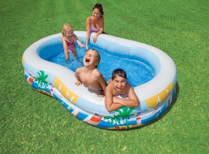 Intex Inflatable Kids Swimming Pool/Quick Fill Electric Air Pump with 3 Nozzles