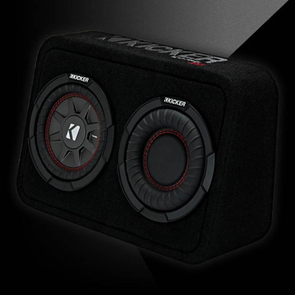 Kicker CompRT Compact 6.75" 2 Ohm Subwoofer Vented Enclosure Speaker (2 Pack)
