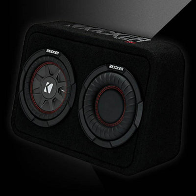 Kicker CompRT Compact 6.75" 2 Ohm Subwoofer Vented Enclosure Speaker (2 Pack)