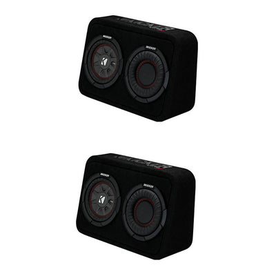 Kicker CompRT Compact 6.75" 2 Ohm Subwoofer Vented Enclosure Speaker (2 Pack)