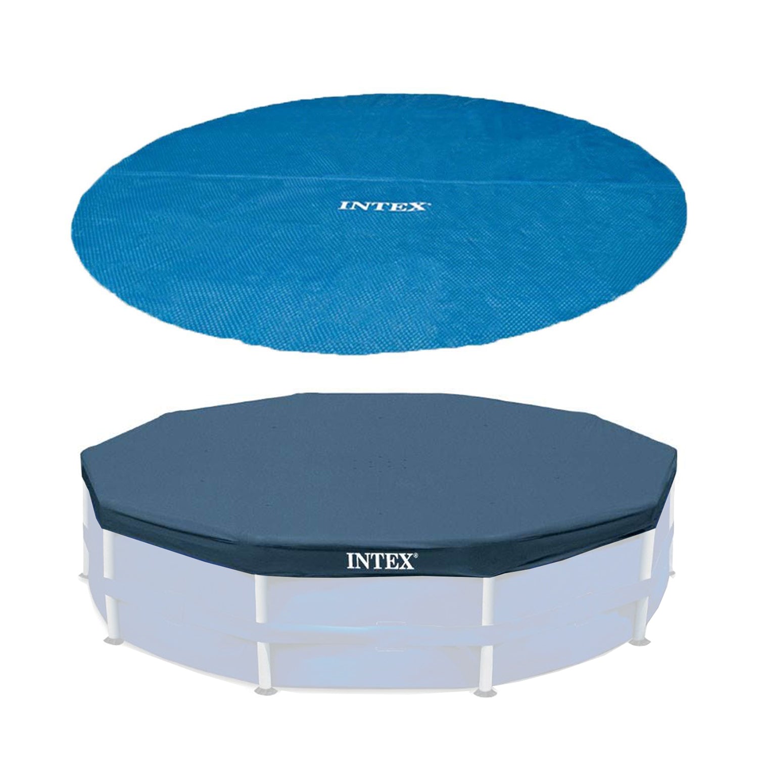 Intex 15 Foot Round Debris Cover and Vinyl Solar Cover for Above Ground Pools - VMInnovations