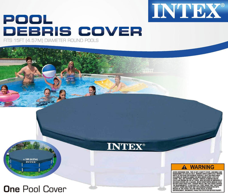 Intex 15 Foot Round Debris Cover and Vinyl Solar Cover for Above Ground Pools