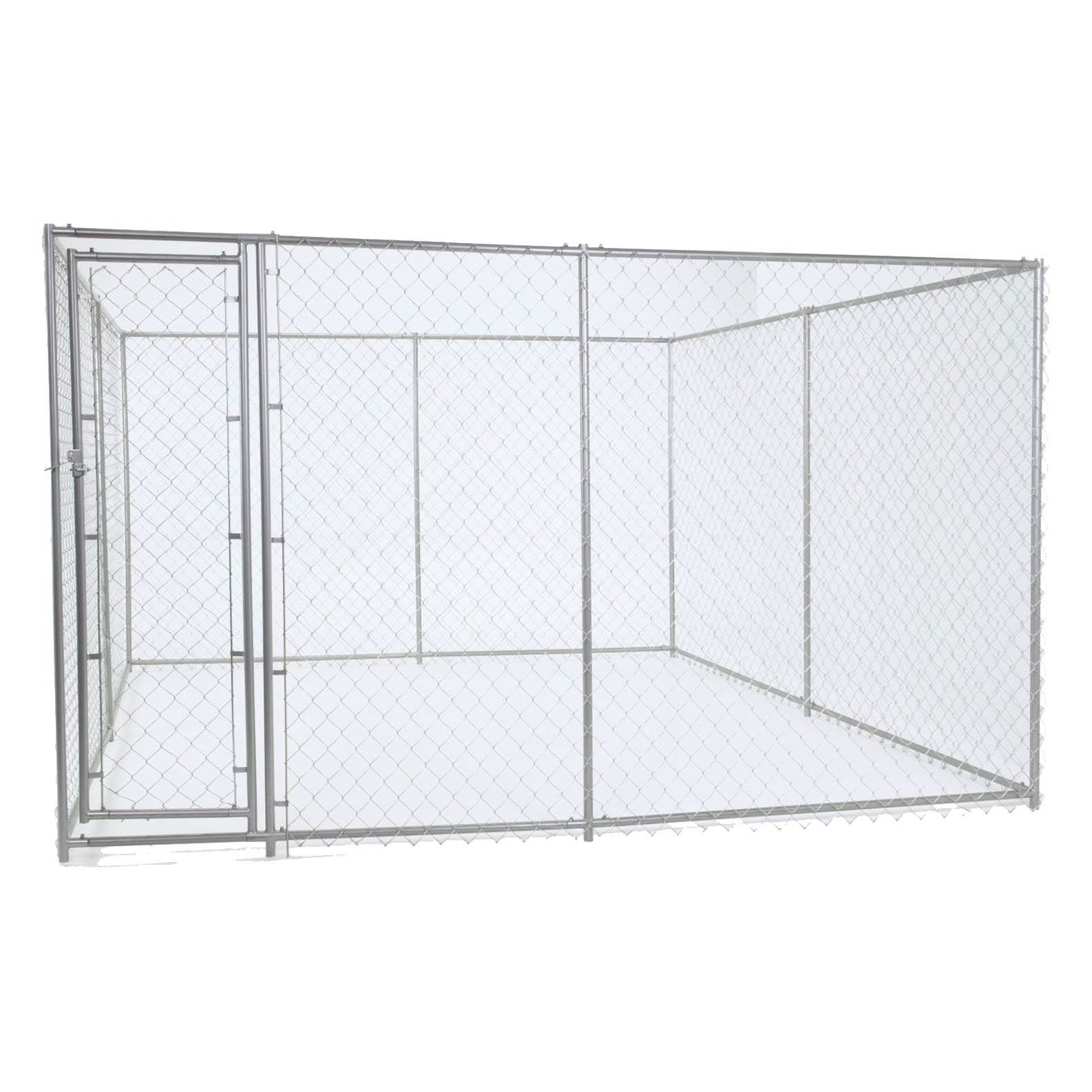 Lucky Dog 10 x 10 Ft Outdoor Steel Chain Link Dog Kennel & Waterproof Roof Cover - VMInnovations