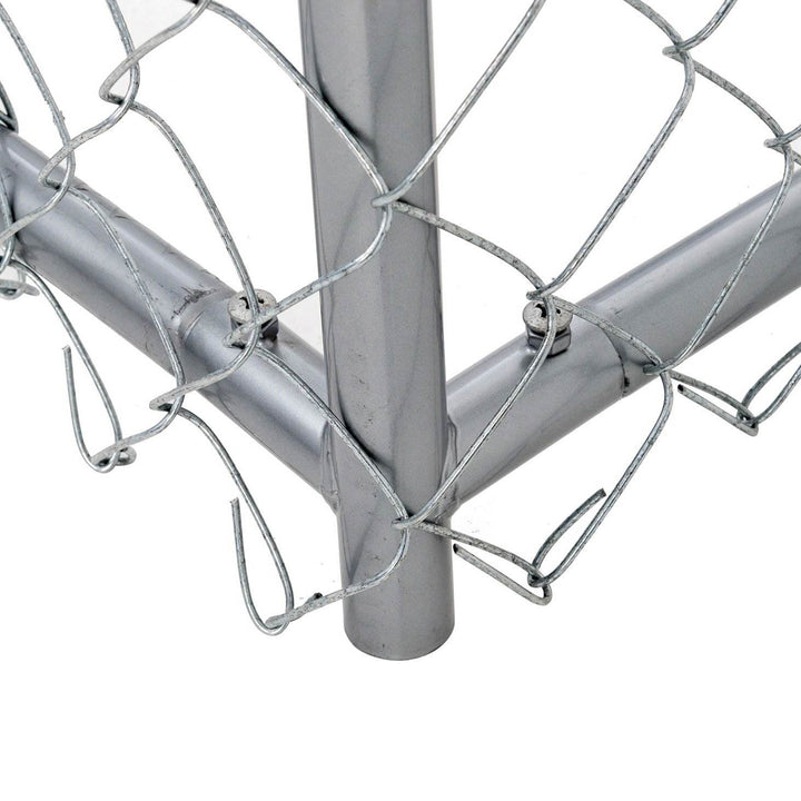 Lucky Dog 10 x 10 Ft Outdoor Steel Chain Link Dog Kennel & Waterproof Roof Cover