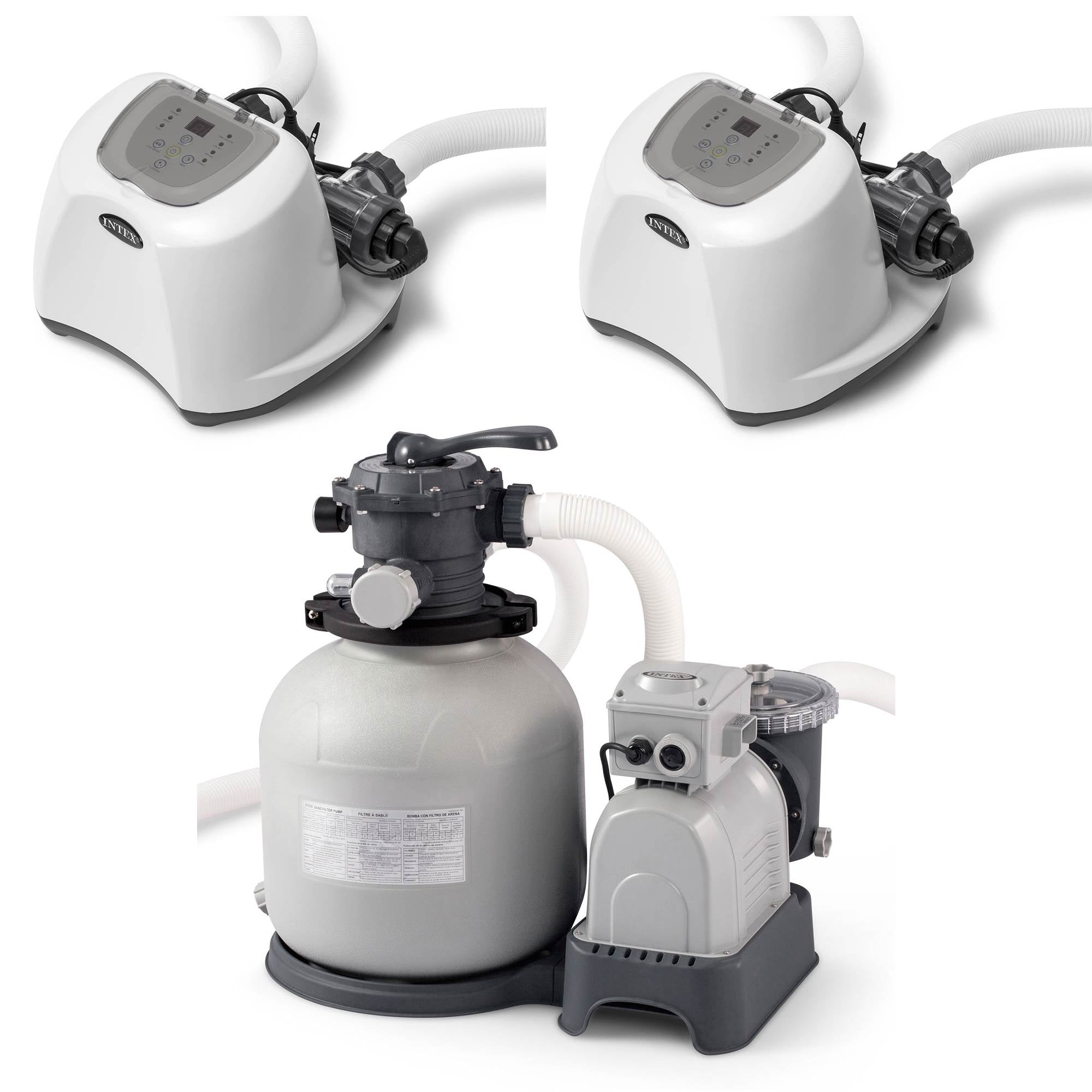 Intex Krystal Clear Pool Sand Filter & Saltwater System Chlorinator (2 Pack)