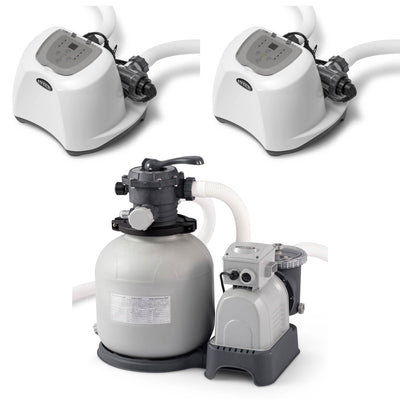 Intex Krystal Clear Pool Sand Filter & Saltwater System Chlorinator (2 Pack)