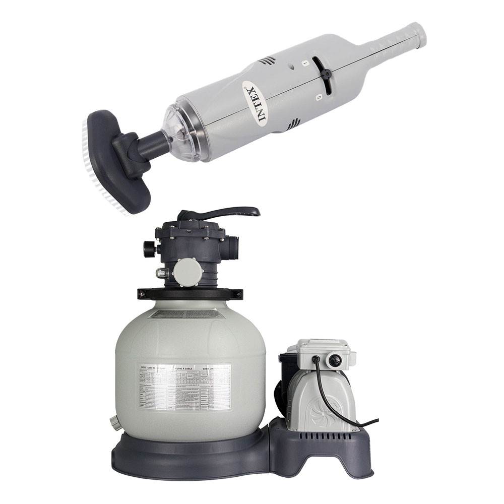 Intex Rechargeable Handheld Pool Vacuum & Above Ground Pool Sand Filter Pump