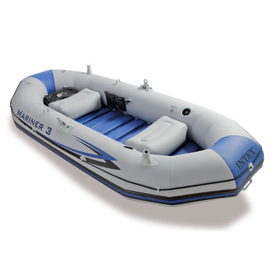 Intex Mariner 3 Person Inflatable Dinghy Boat & Oars Set + Boat Motor Mount Kit