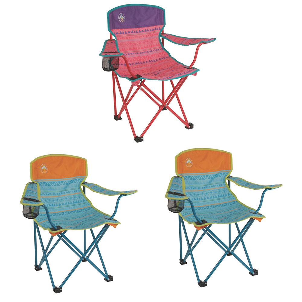 Coleman Kids Camping Quad Chair, Tribal Pink/Purple & Teal/Orange (2 Pack)