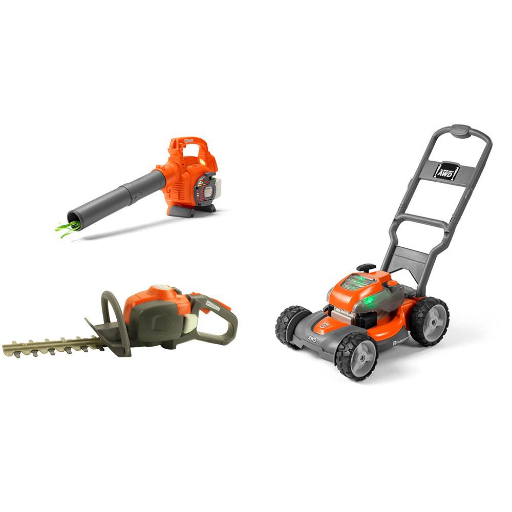 Husqvarna Kids Battery Operated Toy Leaf Blower, Lawn Mower & Hedge Trimmer