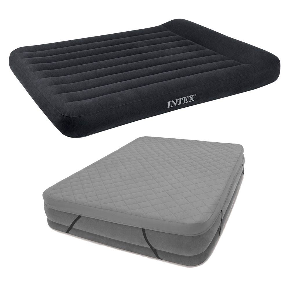 Intex Dura Beam Standard Pillow Rest Classic Airbed Mattress, Queen & Cover - VMInnovations