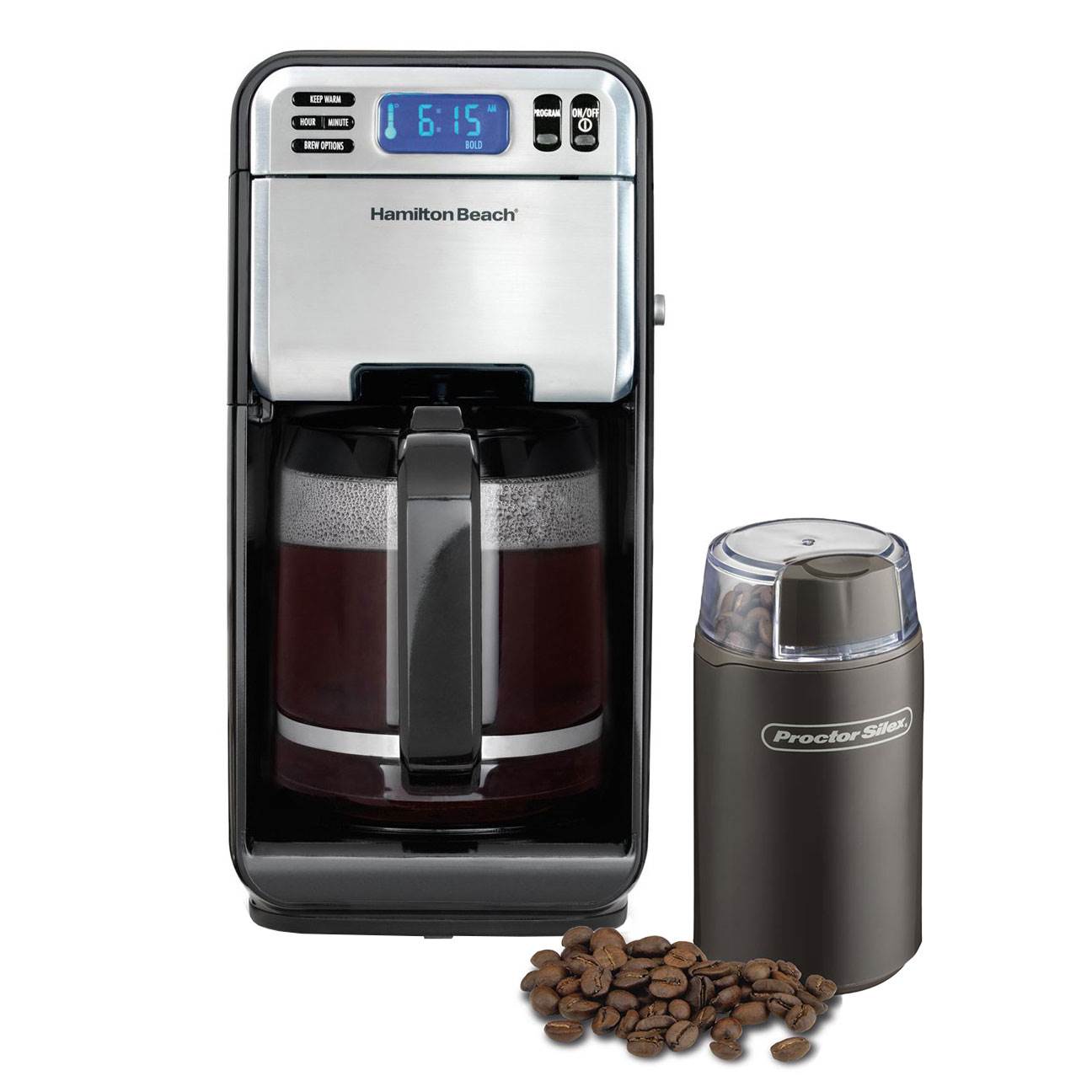 Hamilton Beach 12 Cup Digital Auto LCD Programmable Coffeemaker & Coffee Grinder