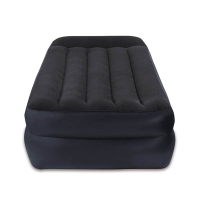 Intex Dura Beam Pillow Rest Airbed Mattress w/ Built In Pump, Twin & Bed Cover