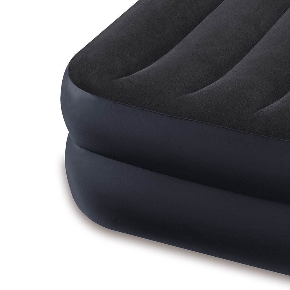 Intex Dura Beam Pillow Rest Airbed Mattress w/ Built In Pump, Twin & Bed Cover