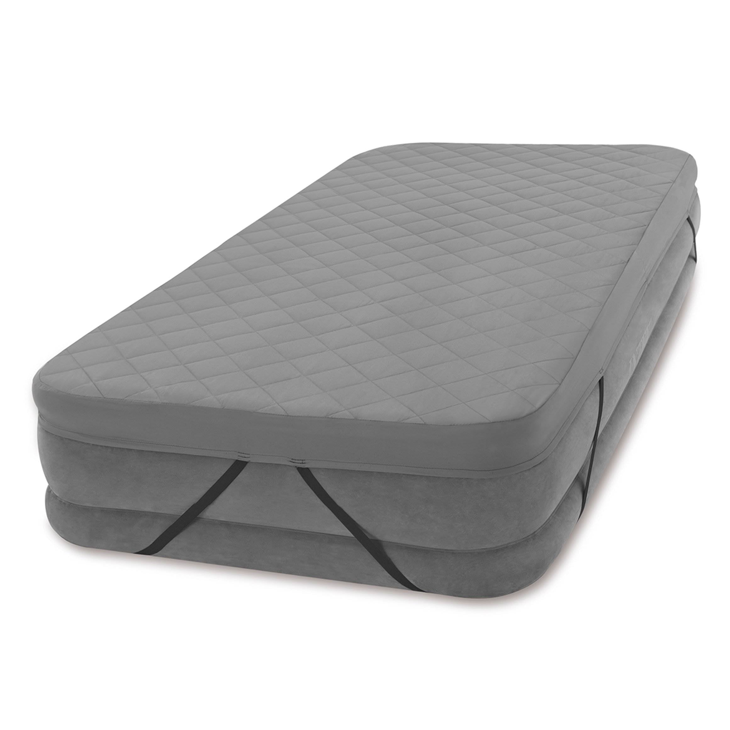 Intex Dura Beam Pillow Rest Airbed Mattress w/ Built In Pump, Twin & Bed Cover