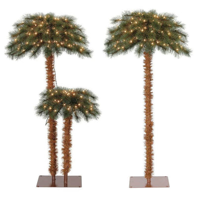 Island Breeze 5' and 3' Artificial Christmas Palm Trees w/ Lights