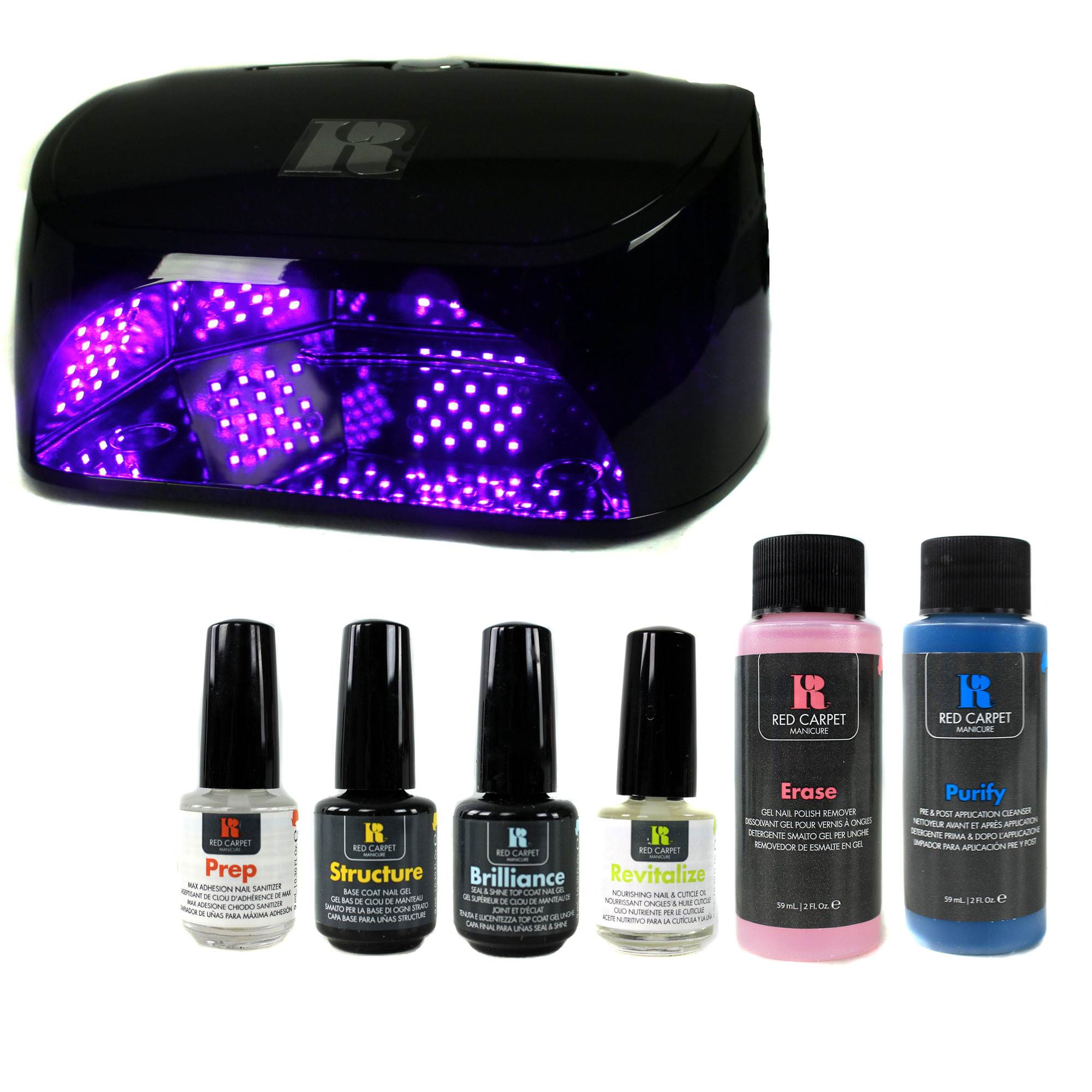 Red Carpet Manicure 5 Finger New Salon Pro 5-30 LED Light Gel Nail Polish Curing Lamp & Gel Polish Application Starter Kit