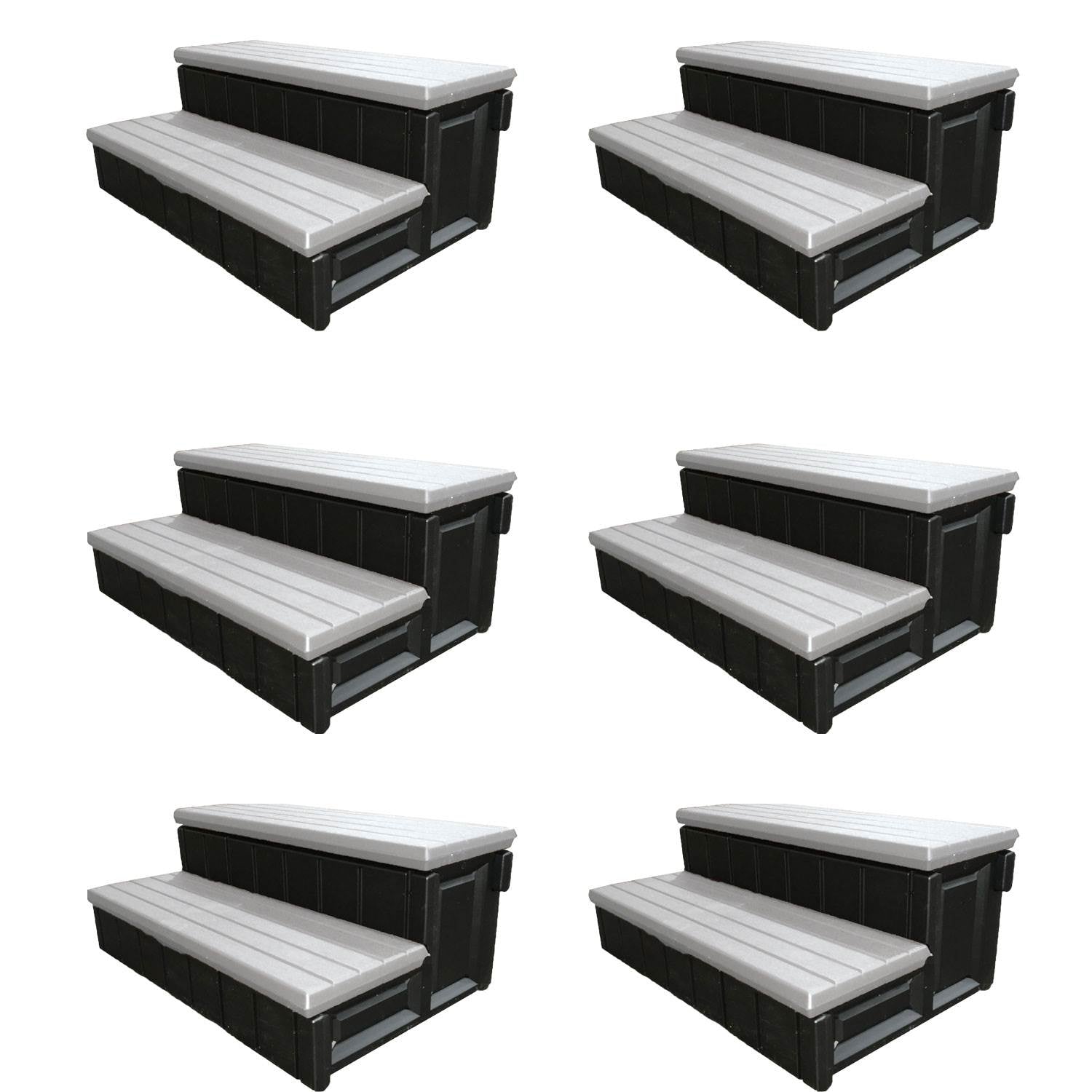 Leisure Accents 36 Inch Long Deluxe Spa Hot Tub Steps, Gray and Black (6 Pack) - VMInnovations