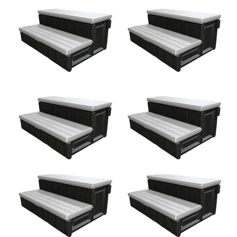 Leisure Accents 36 Inch Long Deluxe Spa Hot Tub Steps, Gray and Black (6 Pack)