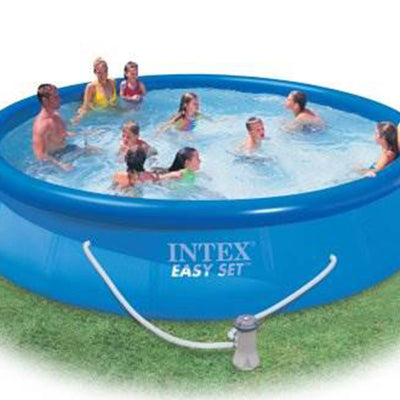 Intex 15ft x 33in Above Ground Swimming Pool, Filter Pump and Vinyl Solar Cover - VMInnovations