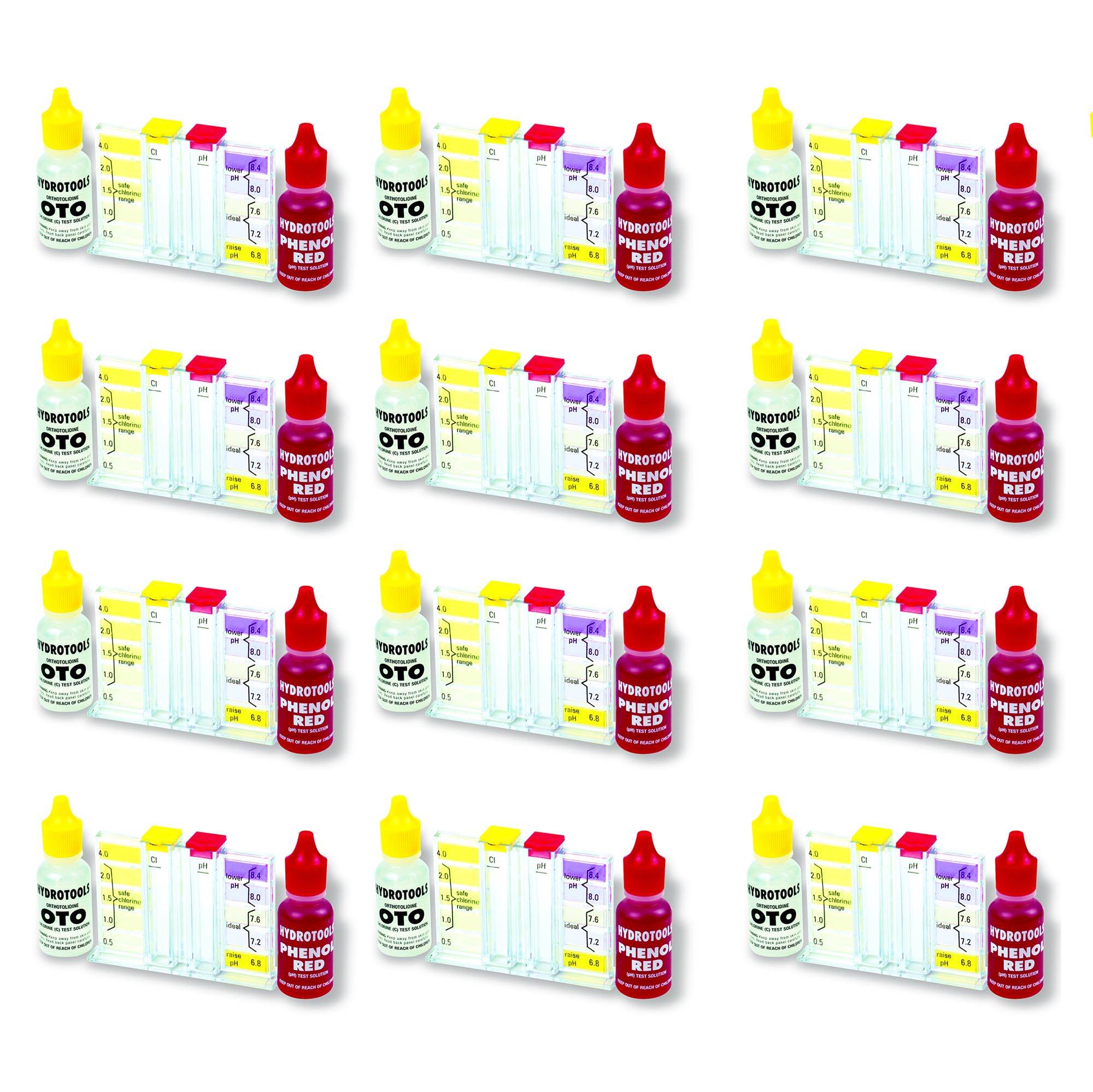 HydroTools Swimming Pool Chlorine Bromine pH Water Testing Test Kit (12 Pack)