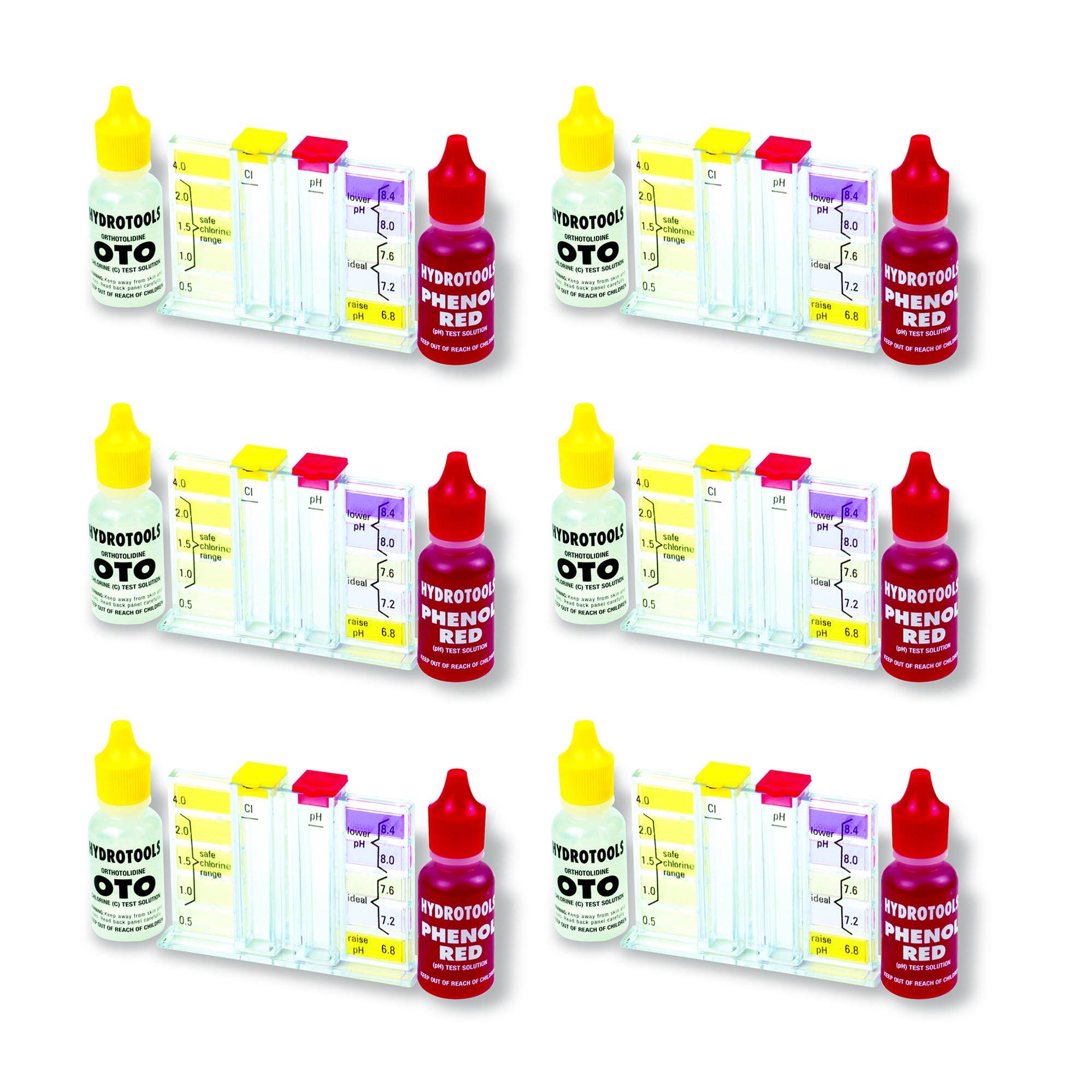 HydroTools Swimming Pool Spa Chlorine Bromine pH Water Testing Test Kit (6 Pack)