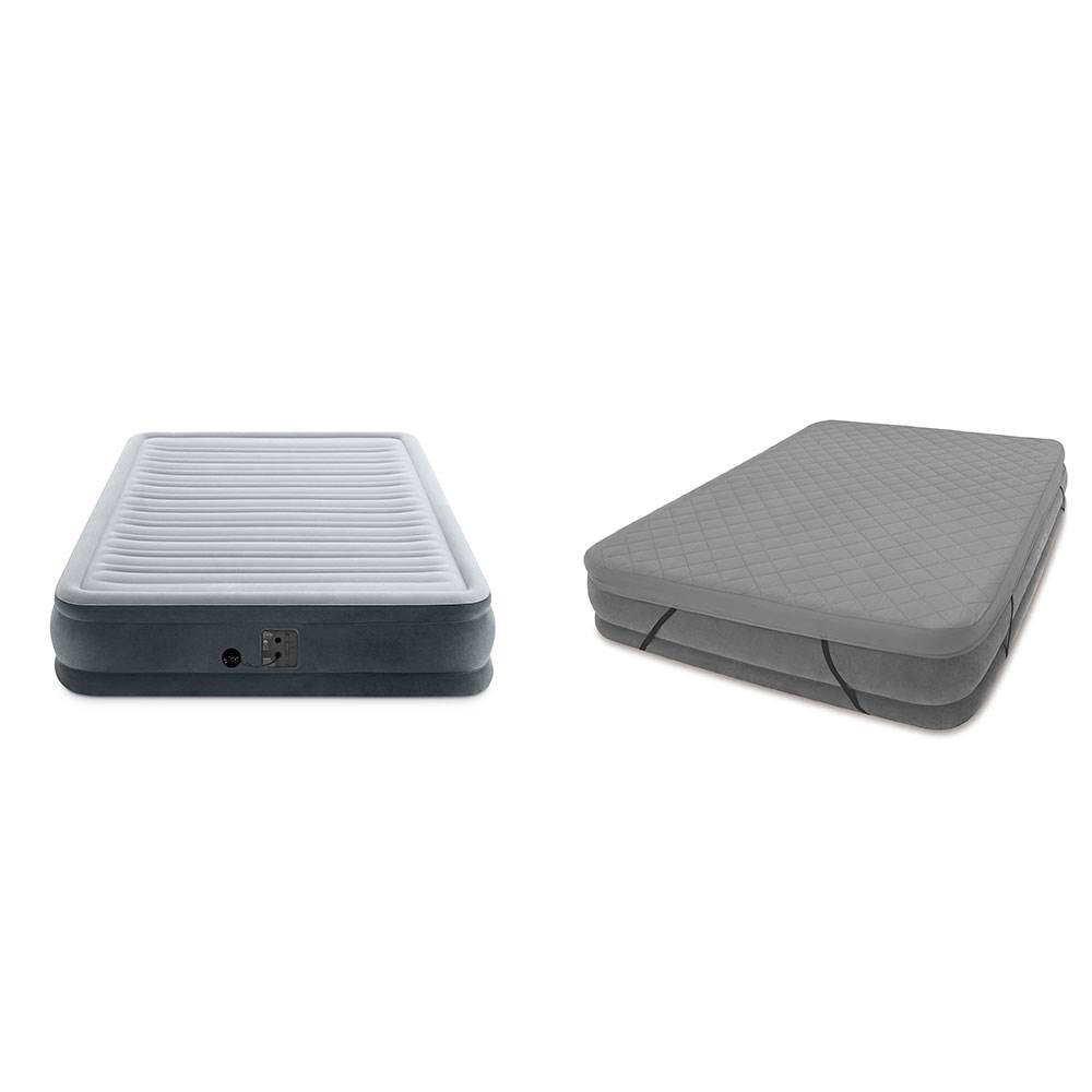 Intex Dura Beam Mid Rise Airbed Mattress with Built In Pump, Queen & Cover
