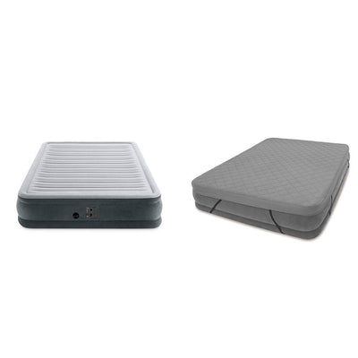 Intex Dura Beam Mid Rise Airbed Mattress with Built In Pump, Queen & Cover