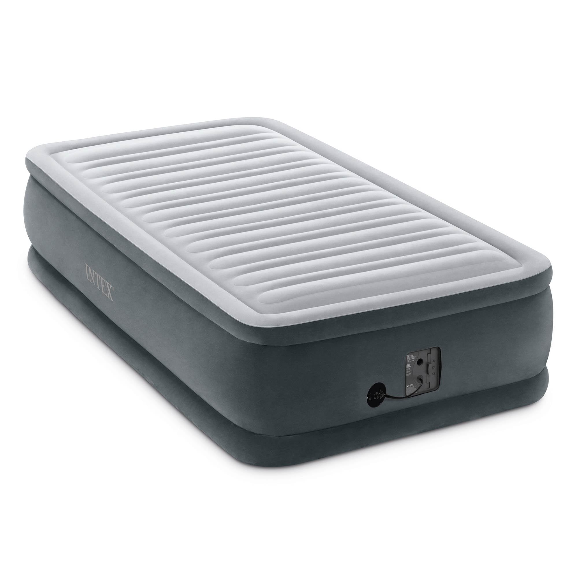 Intex Dura Beam Plus Elevated Airbed Mattress with Built in Pump, Twin & Cover