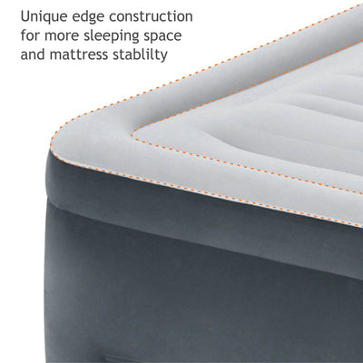 Intex Dura Beam Plus Elevated Airbed Mattress with Built In Pump, Queen & Cover