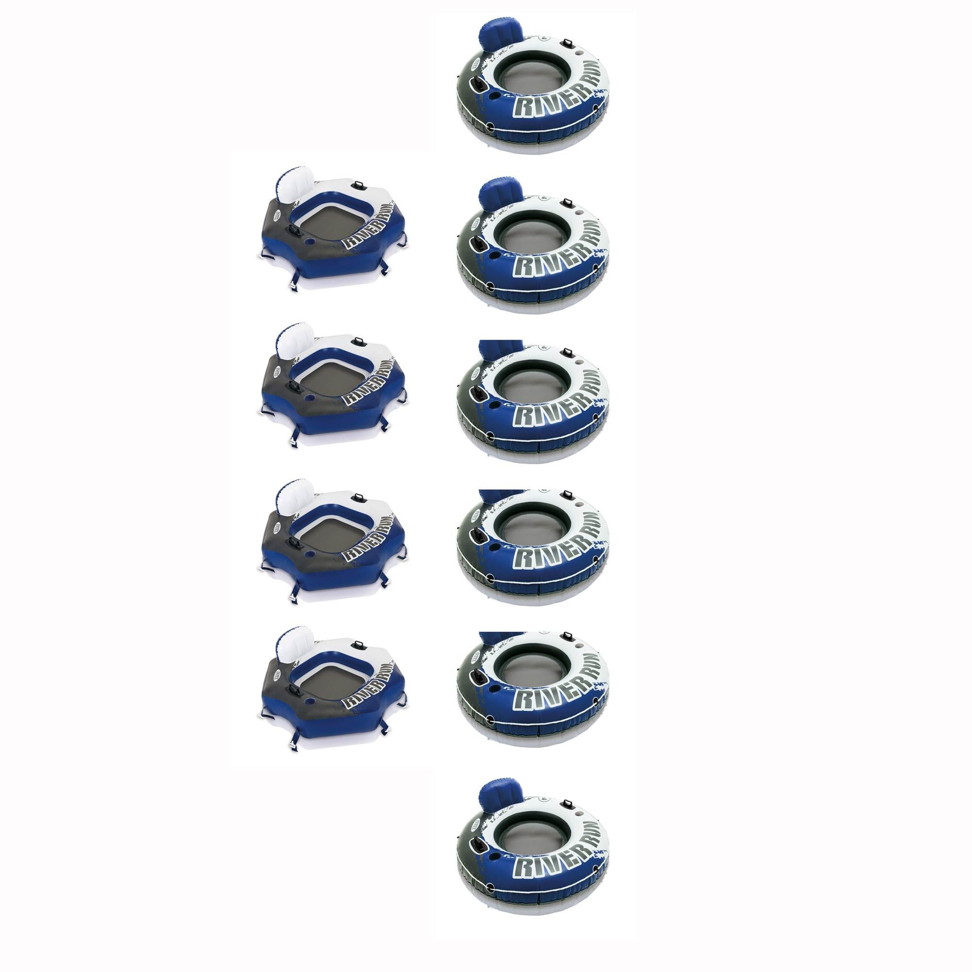 Intex River Run 1 Person Floating Tube (6 Pack) & River Run Lounge (4 Pack)
