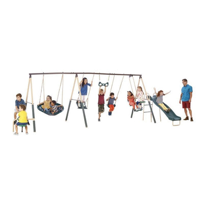 XDP Recreation Deerfield 10 Child Capacity Swing Playground & Ground Anchor Kit