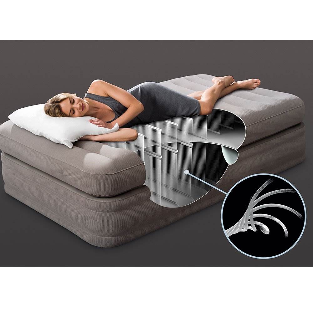 Intex Prime Comfort Elevated Airbed Mattress w/ Built-In Pump, Twin & Cover