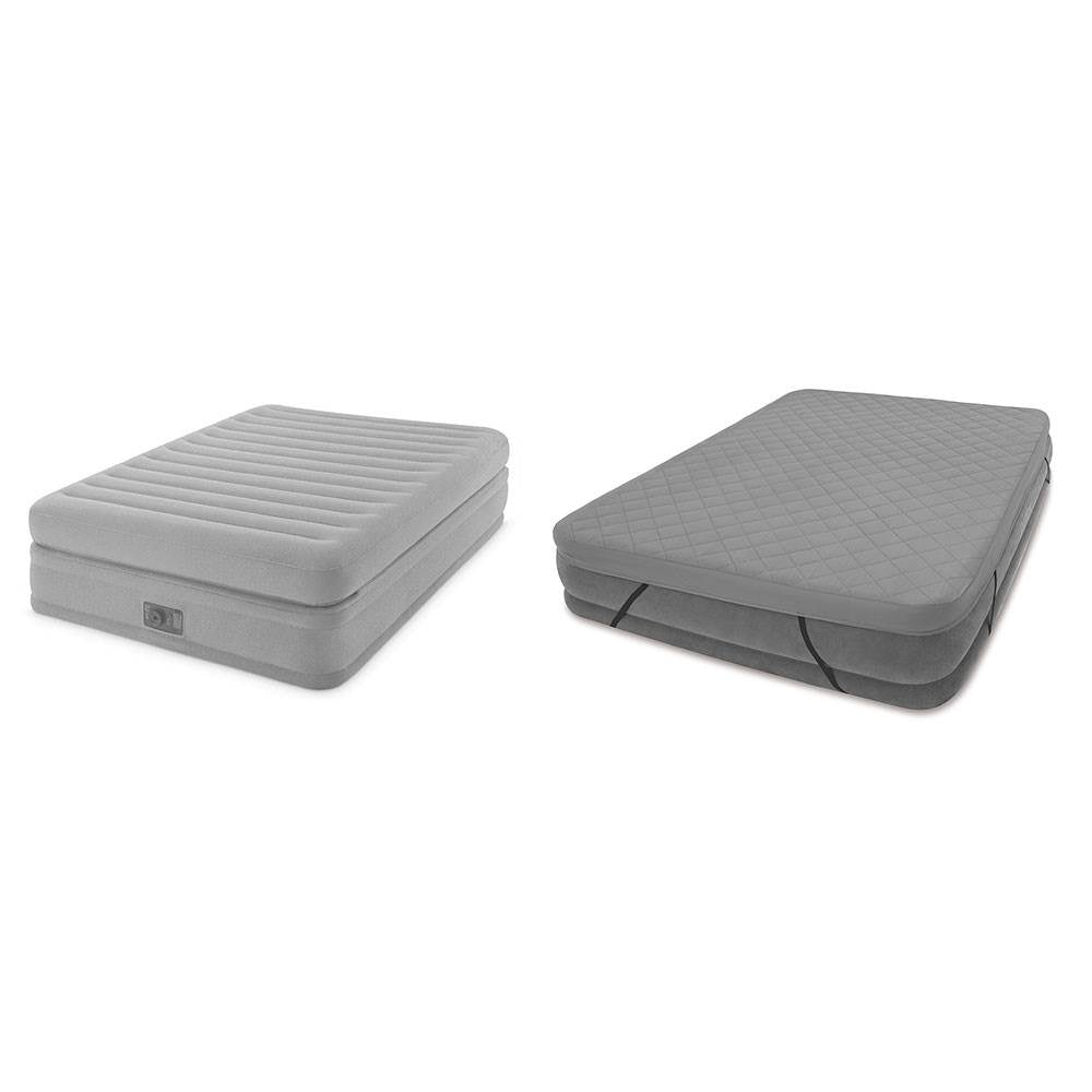 Intex Prime Comfort Elevated Airbed Mattress w/ Built-In Pump, Queen & Cover