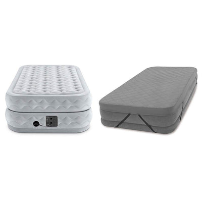 Intex Supreme Air Flow Raised Airbed Mattress with Pump, Twin & Fitted Cover