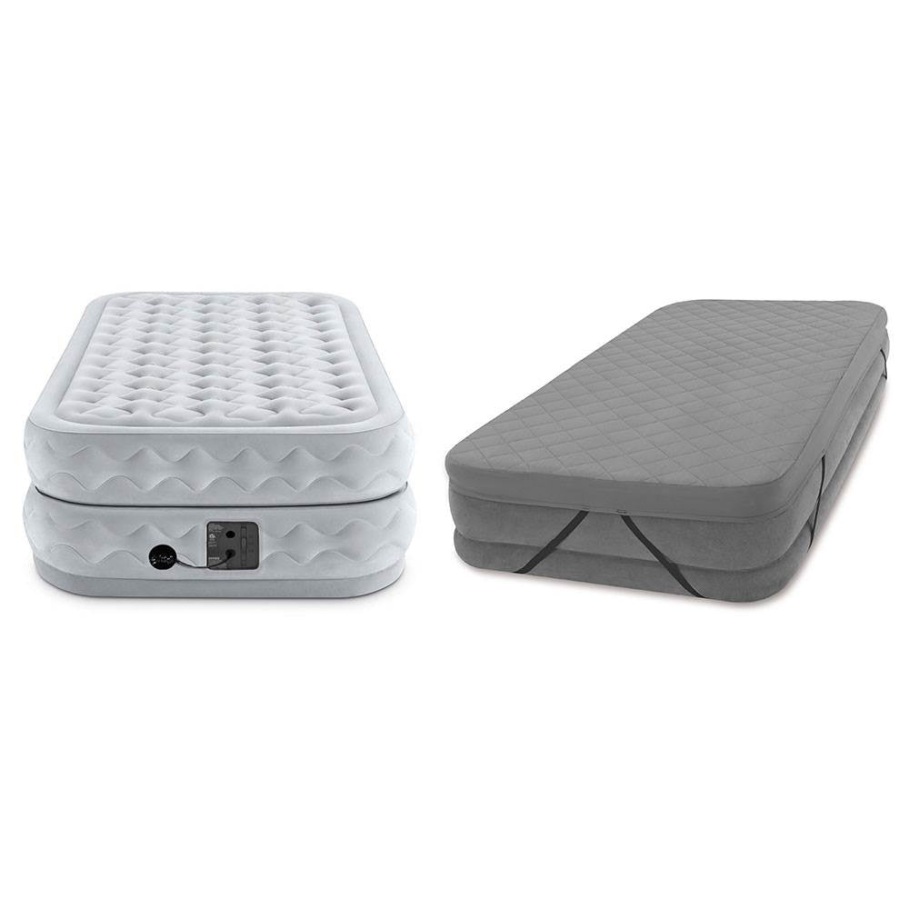 Intex Supreme Air Flow Raised Airbed Mattress with Pump, Twin & Fitted Cover