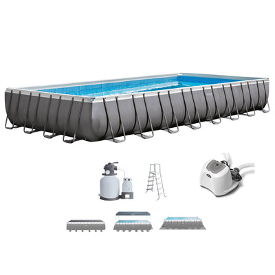 Intex 32x16x4.3 Foot Ultra Frame Swimming Pool w/ Pump & Saltwater Chlorinator