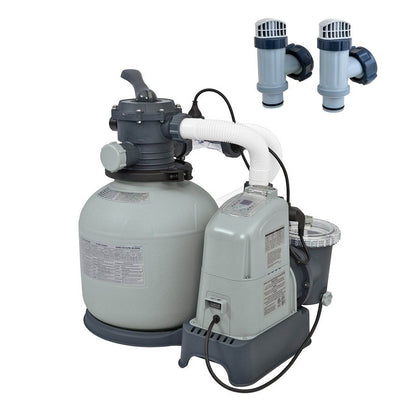Intex Above Ground Pool 1600 GPH Saltwater System & Sand Filter Pump & Valves