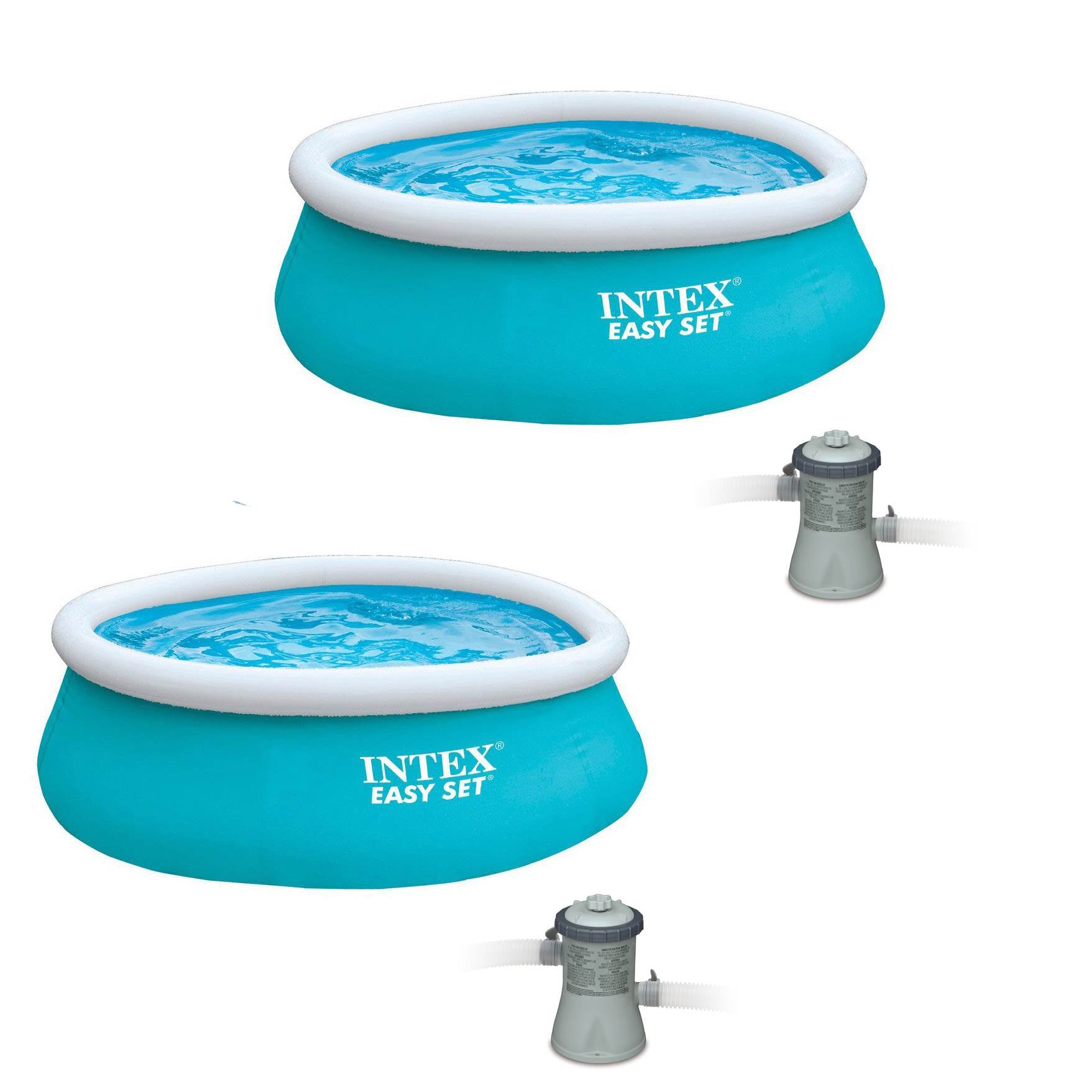 Intex 6' x 20" Easy Set Inflatable Outdoor Swimming Pool & Filter Pump, (2 Pack)