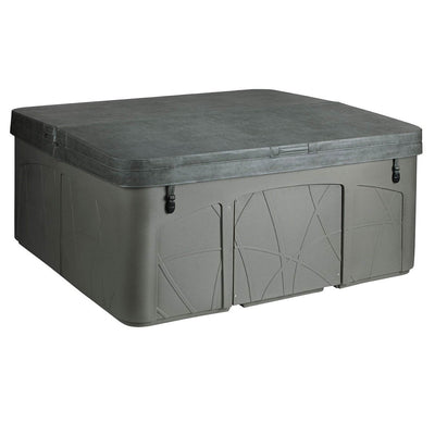Life Smart 5 Person Outdoor Patio Hot Tub Spa w/ 28 Jets, Cover, & Steps, Taupe