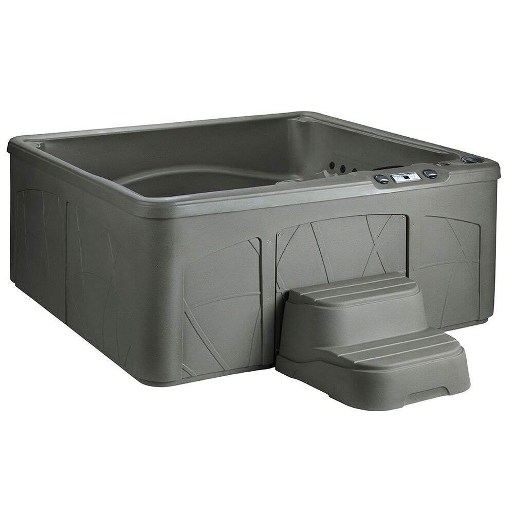 Life Smart 5 Person Outdoor Patio Hot Tub Spa w/ 28 Jets, Cover, & Steps, Taupe