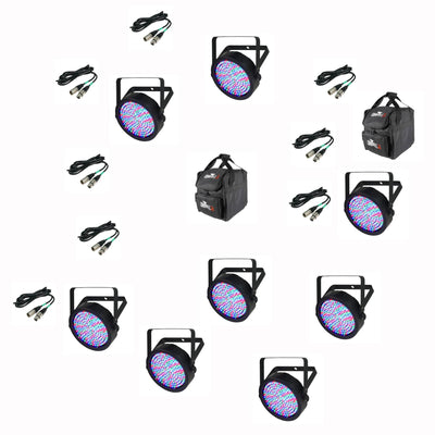 Chauvet DJ Bag (2 Pack) & LED DMX Stage Light (8 Pack) 25' DMX Cable (8 Pack)