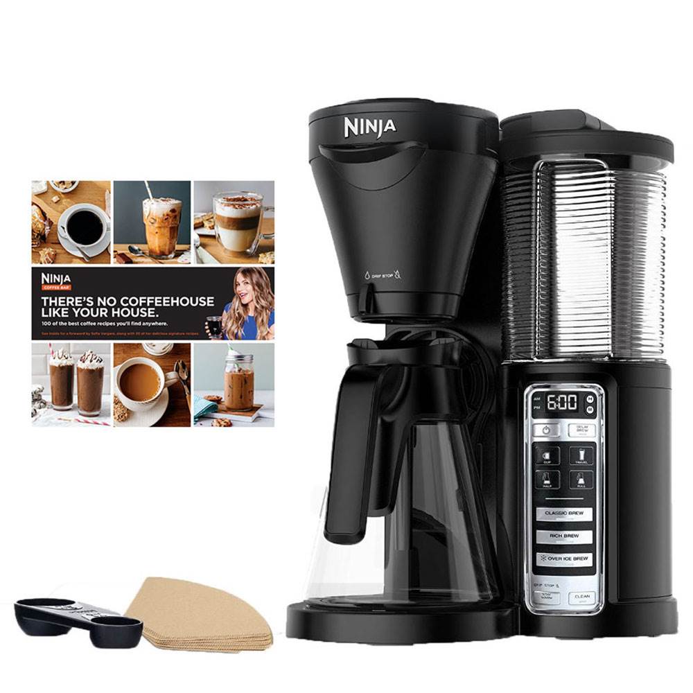 Ninja CF020 Auto-IQ 1-Touch Coffee Pot Brewer & Ninja Coffee 100-Recipe Cookbook