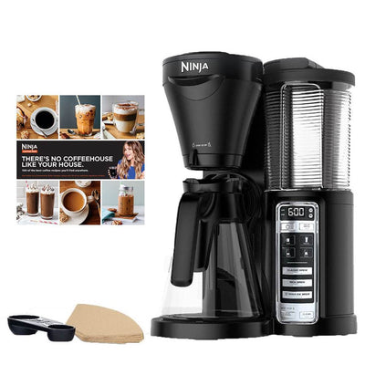 Ninja CF020 Auto-IQ 1-Touch Coffee Pot Brewer & Ninja Coffee 100-Recipe Cookbook