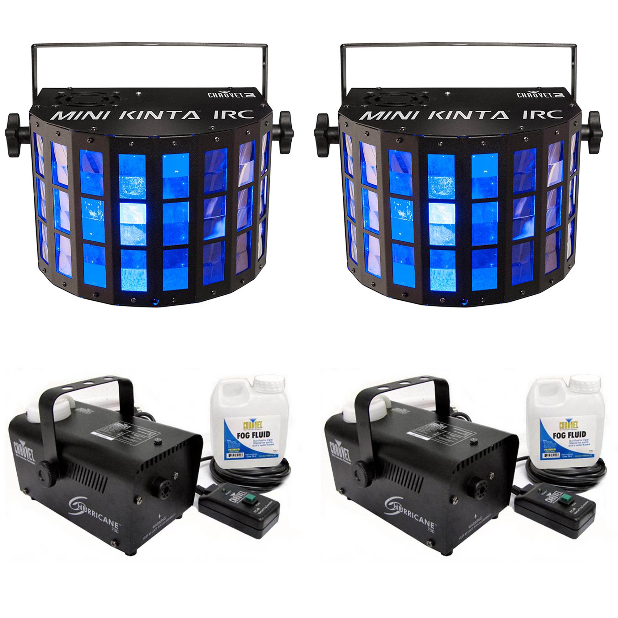Chauvet DJ Mini Kinta IRC Lighting Effect (2 Pack) & Fog Smoke Machine (2 Pack)