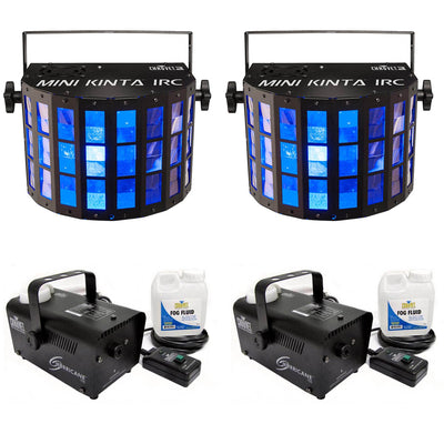 Chauvet DJ Mini Kinta IRC Lighting Effect (2 Pack) & Fog Smoke Machine (2 Pack)