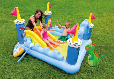 Intex Inflatable Fantasy Castle & Rainbow Ring Water Play Swimming Pool Center