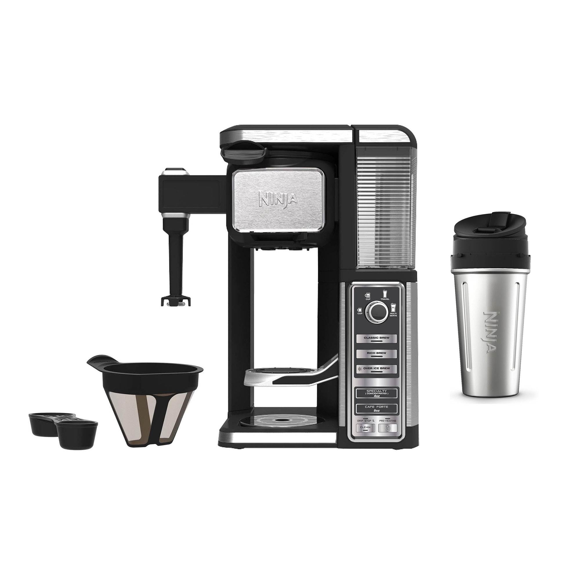 Ninja Auto IQ Single Serve Pod Free Coffee Machine Maker w/ Frother & Travel Cup